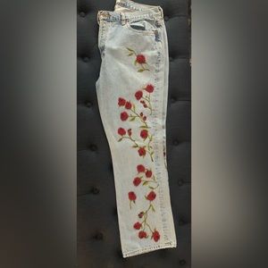 Vintage Gap jeans with beaded roses. Boot cut